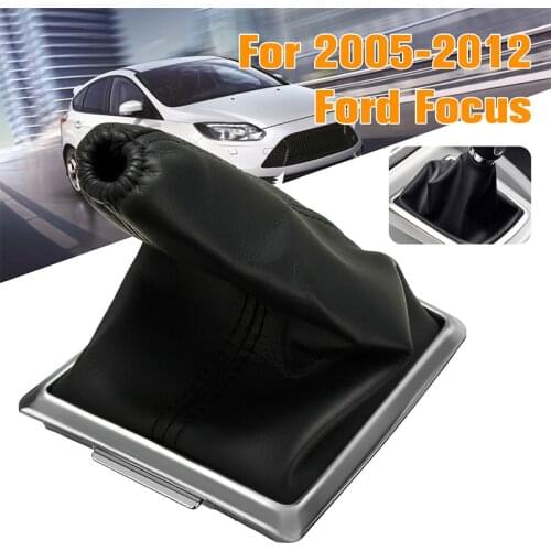 Black Leather Car Gear Shift Stick Gaiter Boot Dust Cover Handbrake For Ford for focus 2005 2006 2007 2008 2009 2010 2011 2012