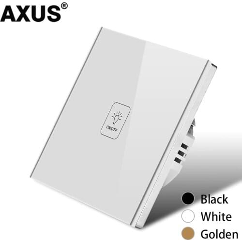 AXUS EU Touch Switch Power Led Panel Wall Lamp Light sensory Switches Tempered Black White Crystal Glass 1/2/3 Gang AC100-240V