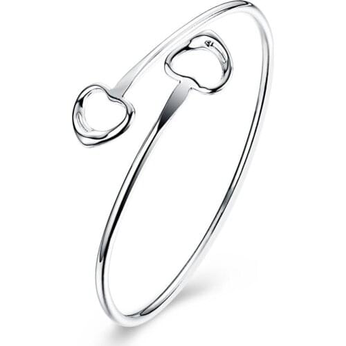 New Style 925 Silver Bracelet Love Bracelet Women High Jewelry Double Heart Foldable Fashion Noble Style Shiny Bracelet
