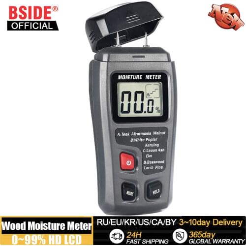 Digital Wood Moisture Meter BSIDE EMT01 Professional 0~99.9% Timber Hygrometer Portable Tool LCD Display Timber Damp Detector