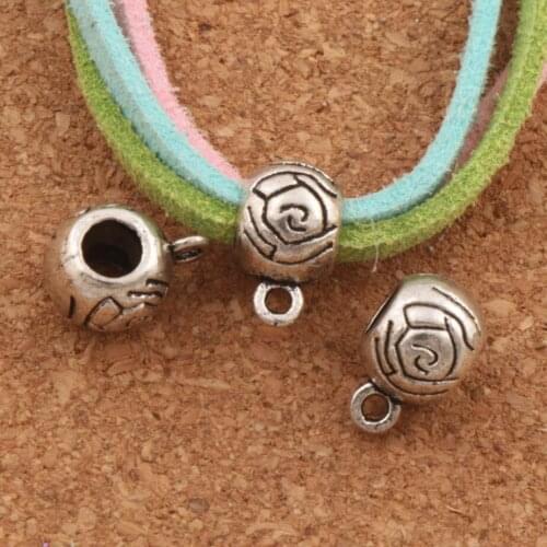 Swirl Rose Pendant Bail Beads 11.7x6.9mm 28pcs Zinc Alloy Fit Charm Bracelets Jewelry DIY L728