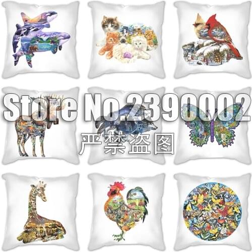 Butterfly eagle elephant rabbit deer Paint Cushion Cover Throw Pillow Case 45x45cm Nordic Linen Cushion Sofa Home Decorative