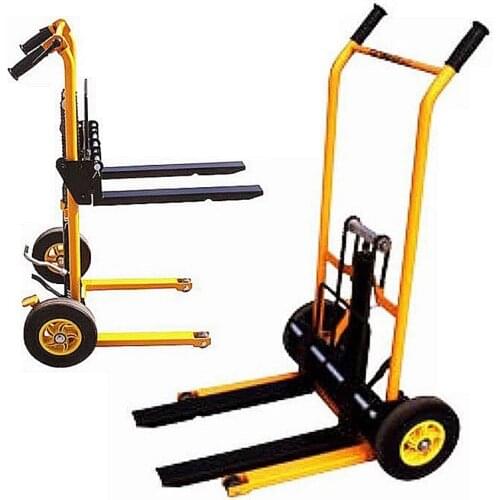 Four-wheel lifting platforms tiger truck fork Lifting folding flat trolley Cargo handling forklift Rail flat cars, flatbed trail