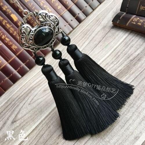 Length 13.5cm DIY jewelry accessories Sweater chain Zinc alloy Hollow jewelry Combination of rayon silk tassels tassel Strap ear