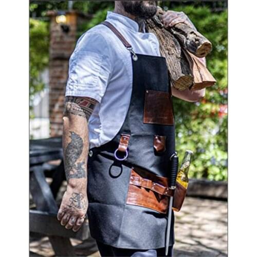 Apron European and American style Apron Electrician Gardening Woodworking Apron Thick Canvas PU Apron