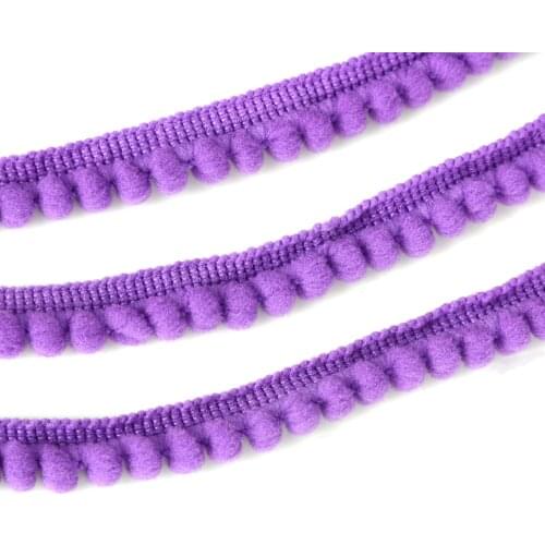 Purple PP Ball 10mm/20mm Pom Pom Trim Ball Fringe Ribbon DIY Sewing Accessory Lace Handcrafted Fabric Supplies 5 yards/lot