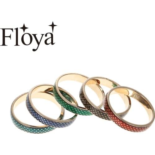Floya Red Enamel Inner Rings Stackable Copper Women Golden Filled Ring 4mm Width Interchangeable Combination Accessories Band