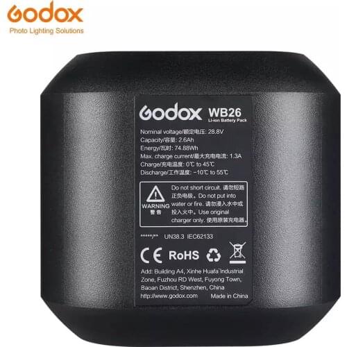 Godox WB26 2.6Ah AD600PRO Original Lithium Battery for AD600PRO Godox C26 AC Battery Charger Power Cord Kit