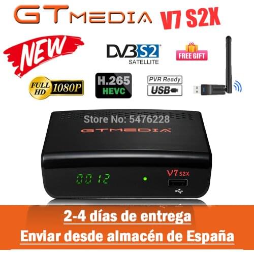 Hot sale GTmedia V7 S2X Satellite Decoder With USB WIFI Gtmedia V7S2X Update by Gtmedia V7S HD H.265 1080P No app include