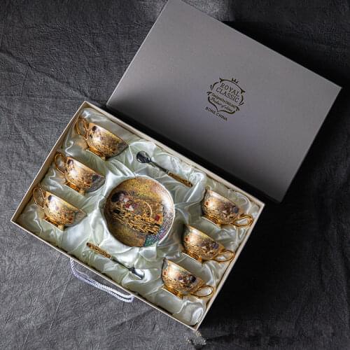 Egyptian Couple Coffee Cup European Bone China Coffee Cup Dish Set Ceramic Retro English Afternoon Tea Cup Set