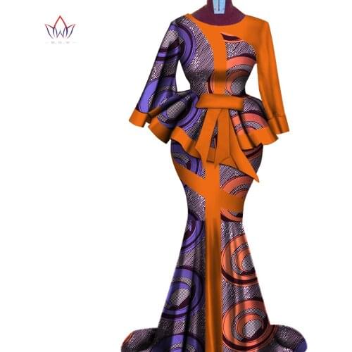 African Wax Print Two Piece Set 2021 Bazin Riche elegant African Traditional Clothing Dashiki Crop Top and Skirt Sets WY3792