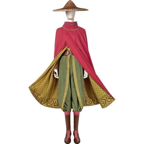 Cosplaydiy Movie The Last Dragon Raya Cosplay Raya Battle Suit Women Outfit Cloak Dragon Princes Raya Warrior Combat Costume