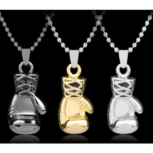 MQCHUN 3 Colors Men Mini Boxing Glove Charm Pendant Necklace Fashion Sport Fitness Jewelry For Mens Boys Gift High Quality 2017