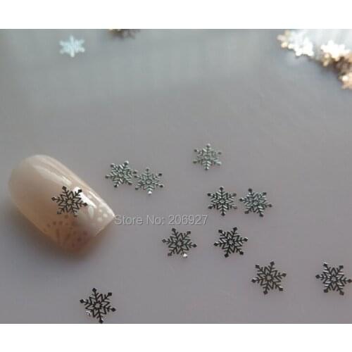 MS336-1 100pcs Silver Cute Snowflake Metal Sticker Nail Art Metal Sticker Nail Art Decoration Non-adhesive Sticker
