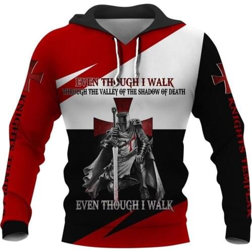 Knights Templar Fashion Hoodies For Men 3D All Over Printed Spring/Autumn Casual Unisex Pullover Hooded Harajuku Streetwear