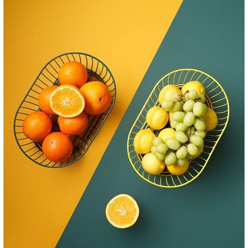 Nordic Fruit Vegetable Metal Wire Basket Snack Tray Kitchen Storage Drain Holder Display Bowl Dining Table Countertop Decoration