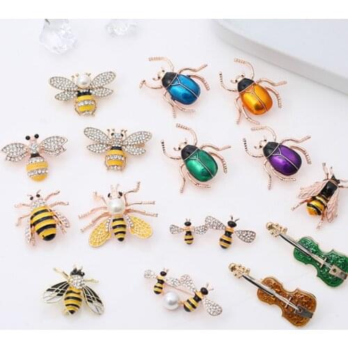 Fashion New Insect Bee Brooches Gold Color Brooch Lapel Pin Scarf Buckle Shirt Collar Badge Kids Jewelry Clothing Accessories