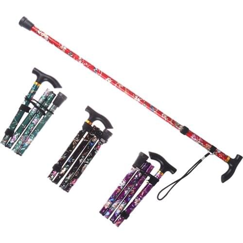 5-Section Outdoor Fold Trekking Poles Printed Walking Stick For Walking Hiking Naturehike Antishock Walking Stick Or Elderly