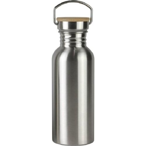 Portable Single WallStainless Steel Hiking Water Bottle Bamboo Lid Sports Flasks Leak-proof Travel Cycling Camping Bottles