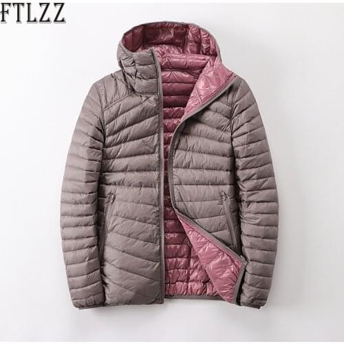 Women White Duck Down Parkas Autumn Winter Ultra Light Down Jacket Female Lieghtweight Hooded Double Side Coats Windbreakers