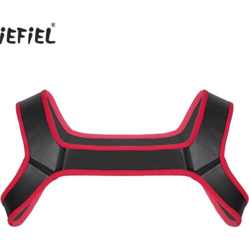 Mens Neoprene Double Shoulder Wide Straps Harness Belt Muscles Protector Role Play Fancy Club Party Costume Exotic Accessories