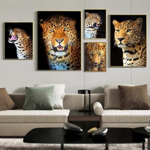 Modern Animal Art Leopard Jaguar Canvas Painting Wall Art Posters Prints Wall Pictures for Living Room Home Wall Cuadros Decor