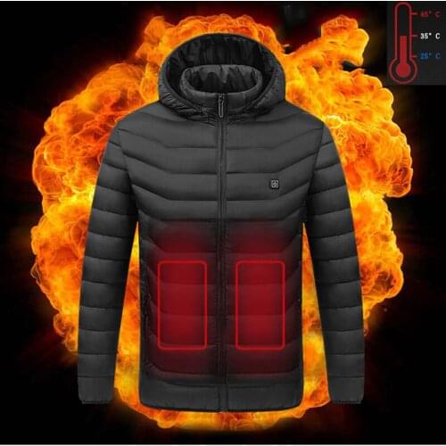 Warm Winter Outdoor Coat lightweight down jackets USB Electric Heated Hooded Jackets Vest Down Cotton Mens or Women Thermal Coat