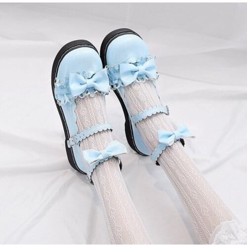Vintage Lolita Jk Uniform Lovely Japanese Retro Shoes Sweet Girl Loli Fashion Student Anime Cosplay Gothic Bow Pu Lace Harajuku