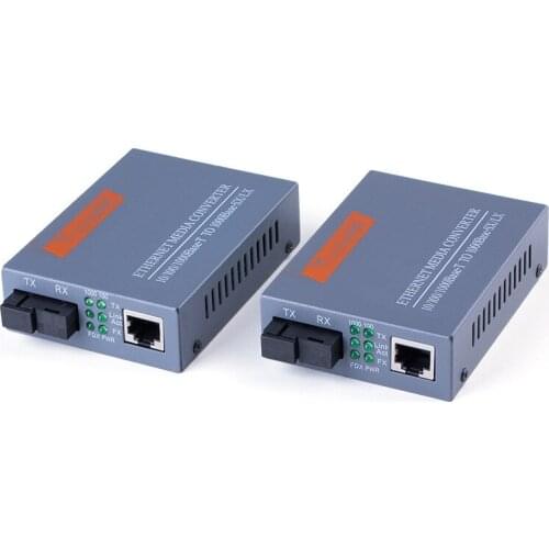 1 pairs HTB-GS Gigabit Fiber Optical Media Converter 10/100/1000Mbps Single Mode Single Fiber SC Port 20KM External Power Supply
