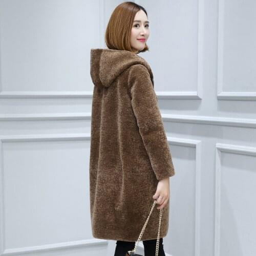 Genuine Fur Coat Women Autumn Winter Warm Thick Sheep Shearing Fur Coat Plus Size 6XL Jacket OT1773 MF529