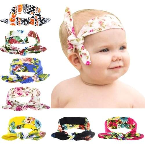 10pcs Kids Hairbands 8 colors Mix Lot Baby Printing Fabric Rabbit Ears Nurseling Tie Headband Hair Accessories For Child 2021