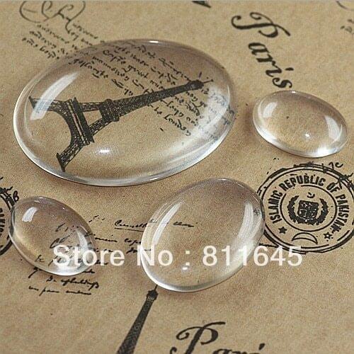 100pcs/lot, Good Quality 18*25mm Dome Oval Transparent Clear Magnifying Glass Cabochon