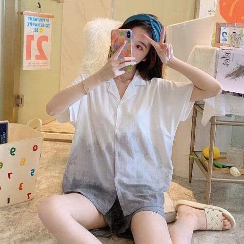 2021 Summer Short Sleeve 100% Cotton Pajama Set for Women Korean Shorts Sleepwear Suit Pyjama Homewear Pijama Mujer Home Clothes
