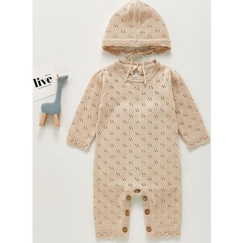 MILANCEL 2021 Autumn Baby Clothes Newborn Knitwear Toddler Boys Romper Infant Girls Jumpsuits And Hat