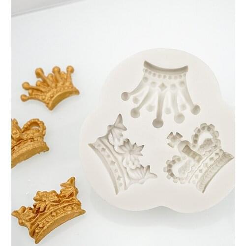 3 Cavity Crown Silicone Mold Fondant Mould Cake Decorating Tools Chocolate Gumpaste Mold, Sugarcraft, Kitchen Accessories