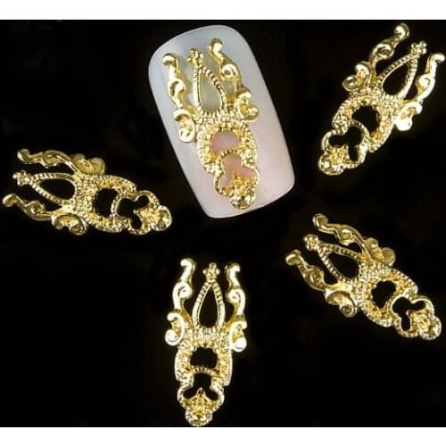 Nail 3d art 10pcs 3D Golden Hollow Note Charm Decorations Glitter Alloy Jewelry Rhinestones DIY Nail Art Studs 3d nail charms