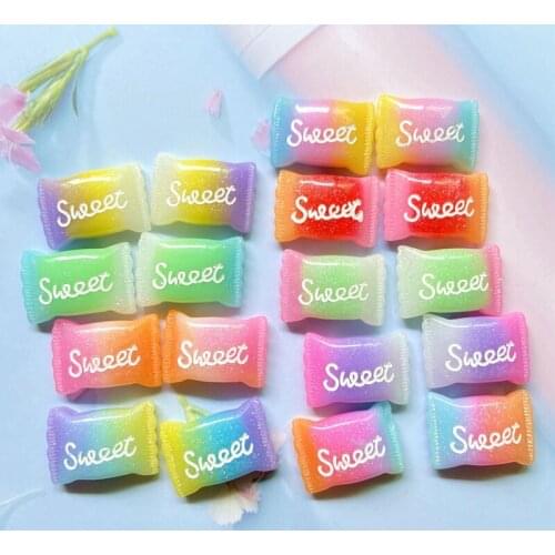 40Pcs/set Mixed Rainbow Colorful Sweet Simulation Candy Ornament Bonbon Scrapbook Home Decor Resin Crafts Phone Case Accessory