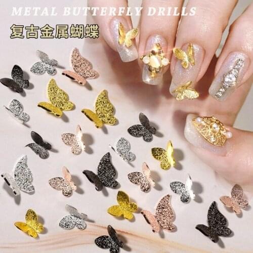 50 Pcs Metal Alloy Butterfly Design 3D Nail Art Decorations Charm Pixie Jewelry Gem Japanese Style Manicure Design Accessories