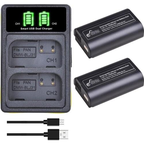 3Pc DMW-BLJ31 DMW BLJ31 Battery+Type-C LED USB Dual Charger Kits for Panasonic LUMIX S1 S1R S1H LUMIX S Series Mirrorless Camera