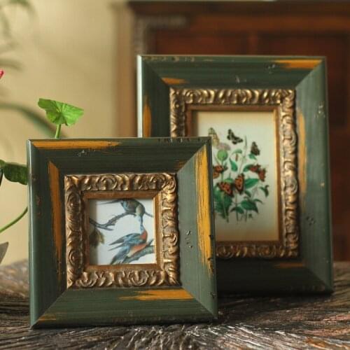 American country vintage old wood photo frame Home Furnishing Decor furnishings butterfly and bird study