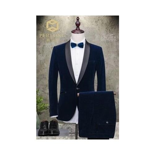 Freeship 100%real mens dark navy tuxedo suit /event/studio/stage performance/jacket with pants