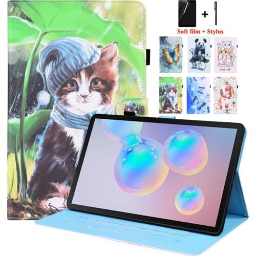 Tablet Cover for Samsung Galaxy Tab S7 Case SM-T870 T875 11 inch Cute Cat Panda Painted PU Leather for Galaxy Tab S7 Book Cover