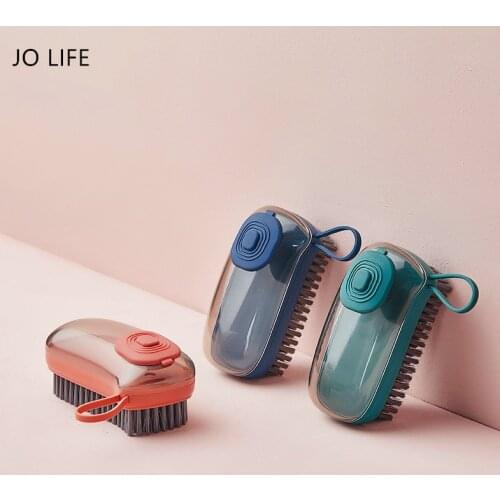 JO LIFE Cleaning Tools Automatic Liquid Filling Clothes Shoes Brush Long Handle Pot Brush Kitchen Gadgets