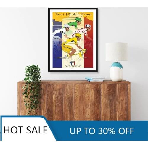 France Cycling Race Modern Abstract Cartoon Wall Art Canvas Painting Posters Prints Wall Decor For Aesthetic Home Decoration