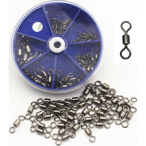 Hyaena 50pcs/Box 100% Brass With Black Nickle Coated Fishing Barrel Bearing Rolling Swivel Tackle Connector 2#/4#/6#/8#/10#/1/0