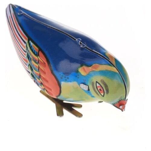 MagiDeal Retro Style Wind Up Blue Bird Collectible Toy Pecking Song for Kids Children Baby Great Gift