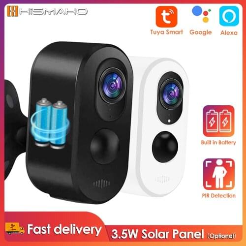 HISMAHO 3MP TUYA IP Camera WiFi Camera Video Surveillance Camera with Alexa Google Assistant For Outdoor Battery Solar Camera
