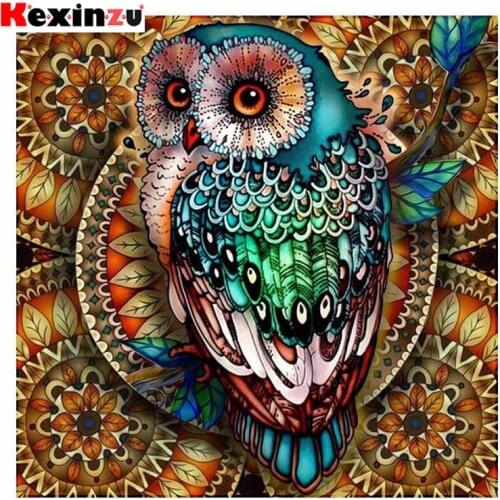 Kexinzu 5D Diy Full Round Square Stone Drill Diamond Painting Animals Owl Cross Stitch Mosaic Daimond Embroidery Gift 158