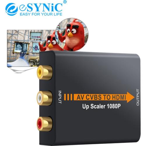 ESYNiC 1080P 3RCA AV CVBS Composite To HDMI-Compatible Converter MINI AV TO HDMI-Compatible Converter Adapter For TV PC PS3