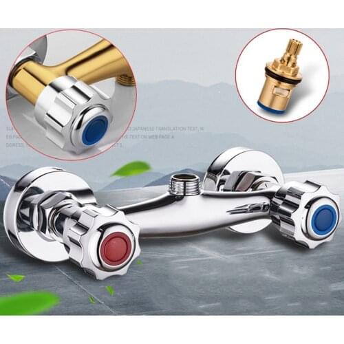 Vestudio Brass Bath Shower Faucet Mixer Double Handle Wall Mounted hot cold water bathroom tap shattaf valve chrome plated